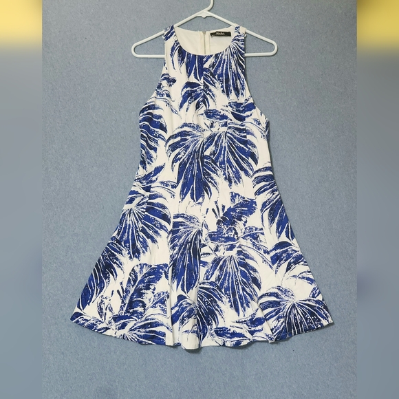 Lulus Dresses & Skirts - Lulu's sleeveless blue white folage flare mini dress. Zip back. Size large